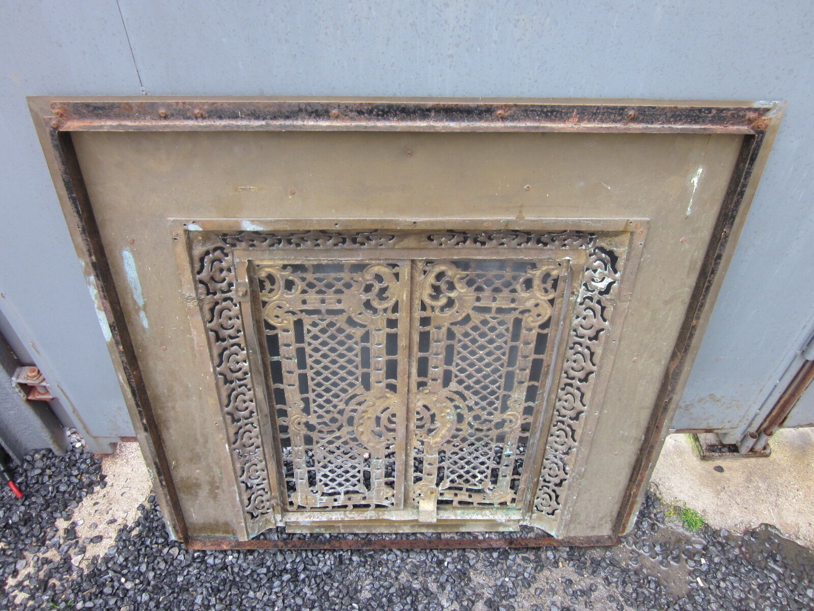 Front of the old fireplace all in bronze
