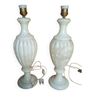 Pair of alabaster balluster lamps, 1970s