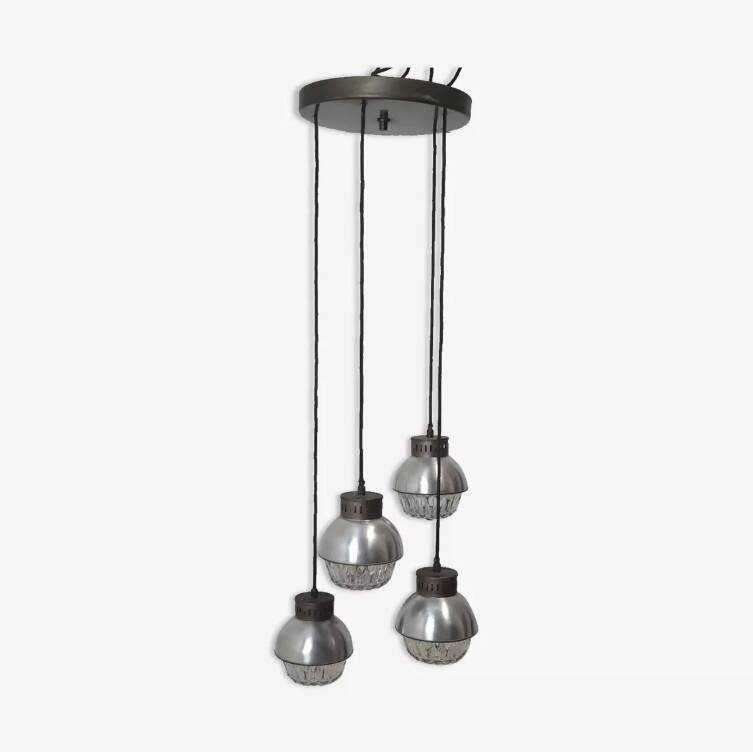 Cascade chandelier - vintage - aluminum and glass