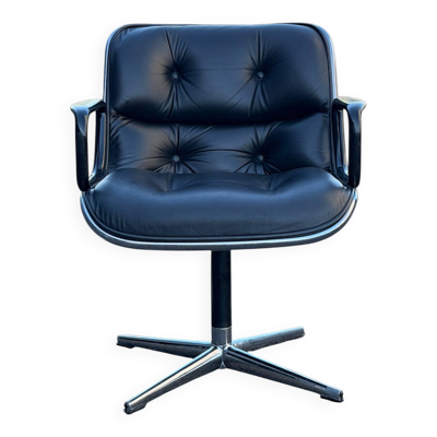 Charles Pollock fauteuil de bureau Executive Knoll cuir noir 1960