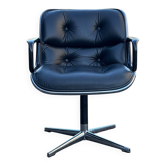 Charles Pollock Executive office chair Knoll black leather 1960