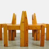 Brutalist pine dining chairs by Ate van Apeldoorn for Houtwerk Hattem, Netherlands 1970s