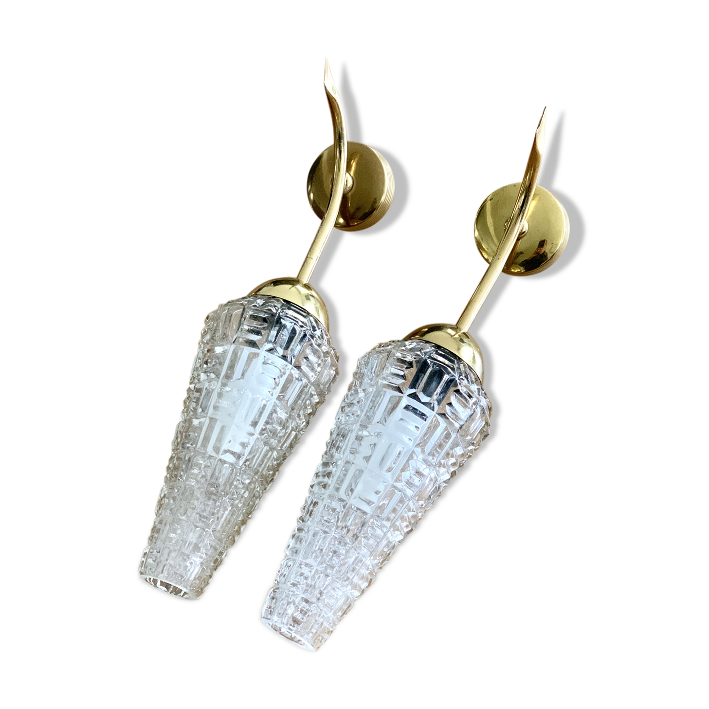 Pair of glass Tulip wall light