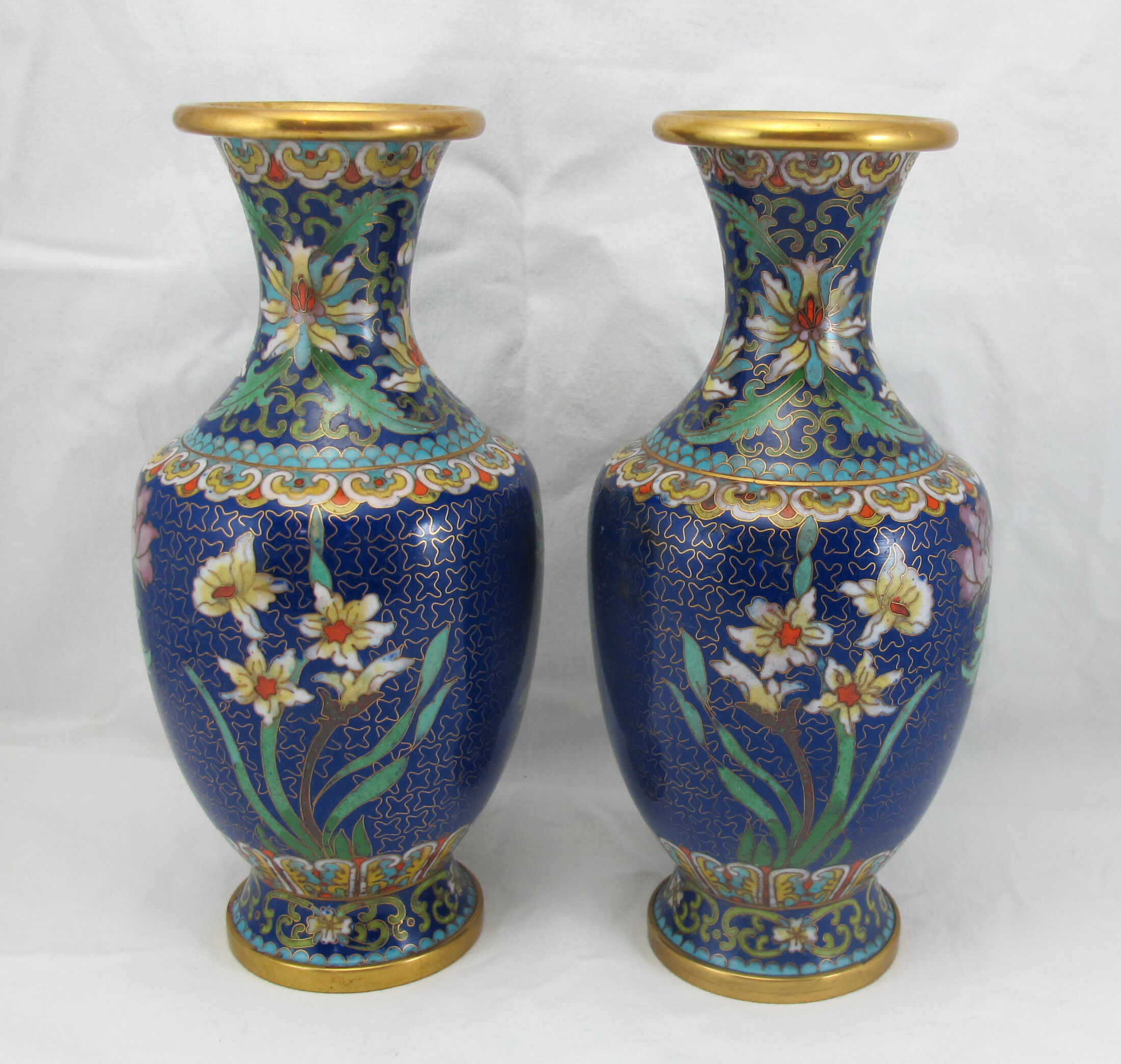 Paire de vases en bronze émail cloisonné chinois chine