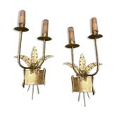 Pair of gold metal sconces