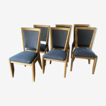 Lot de 6 chaises en chêne par Guillerme et Chambron