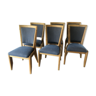 Lot of 6 oak chairs by Guillerme and Chambron