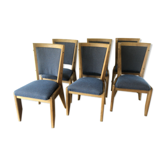 Lot de 6 chaises en chêne par Guillerme et Chambron