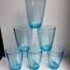 set of 6 water glasses Made in France blue glass 70s