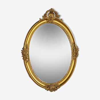 Miroir dans bel encadrement ovale XIXe style Louis XV 44x32 cm 44x32cm