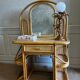 Bamboo and rattan vanity / dressing table with drawer and mirror, 1970s mid-century modern