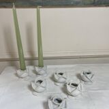 White porcelain rose shaped candle holders