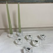 White porcelain rose shaped candle holders
