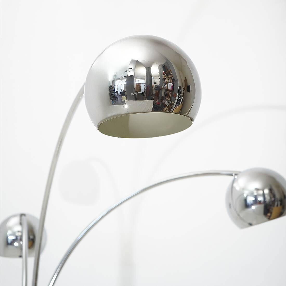 3-arm floor lamp in chromed metal, 1970s