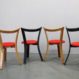4 chaises en bois, années 1970