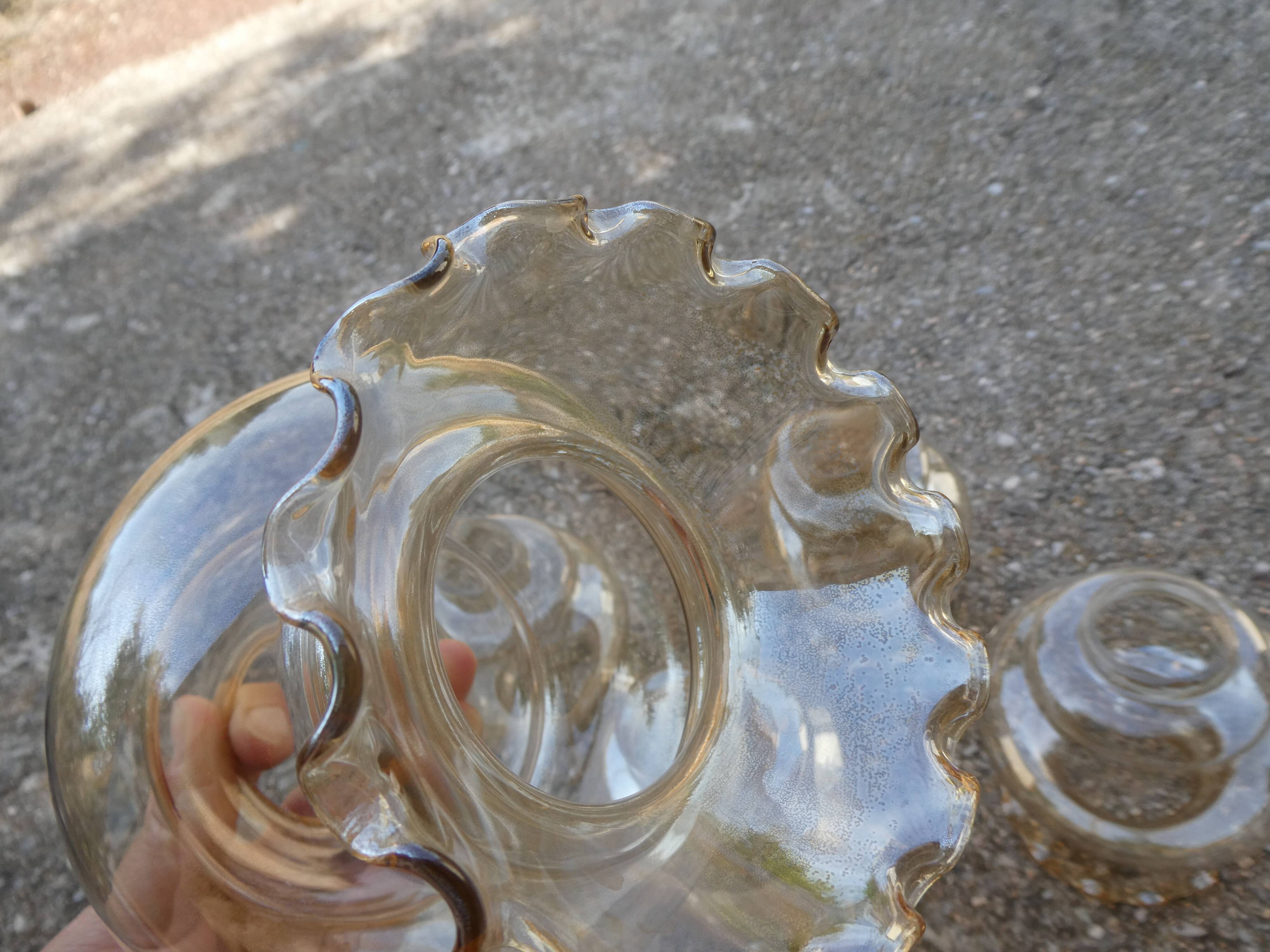 Set of 6 amber glass globes.