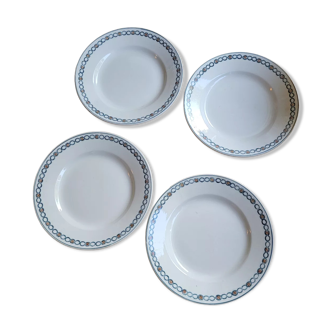 Lot n°1 de 4 assiettes plates BRE PMPS  de Longwy