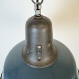 Industrial Blue Enamel Factory Lamp with Cast Iron Top, 1960s