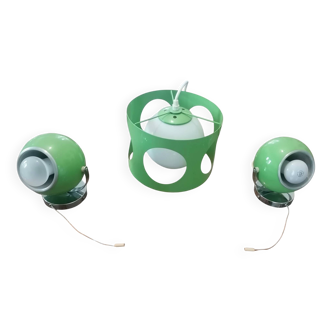 Vintage space age lighting set by Pierre Disderot - UFO & Eye Ball.
