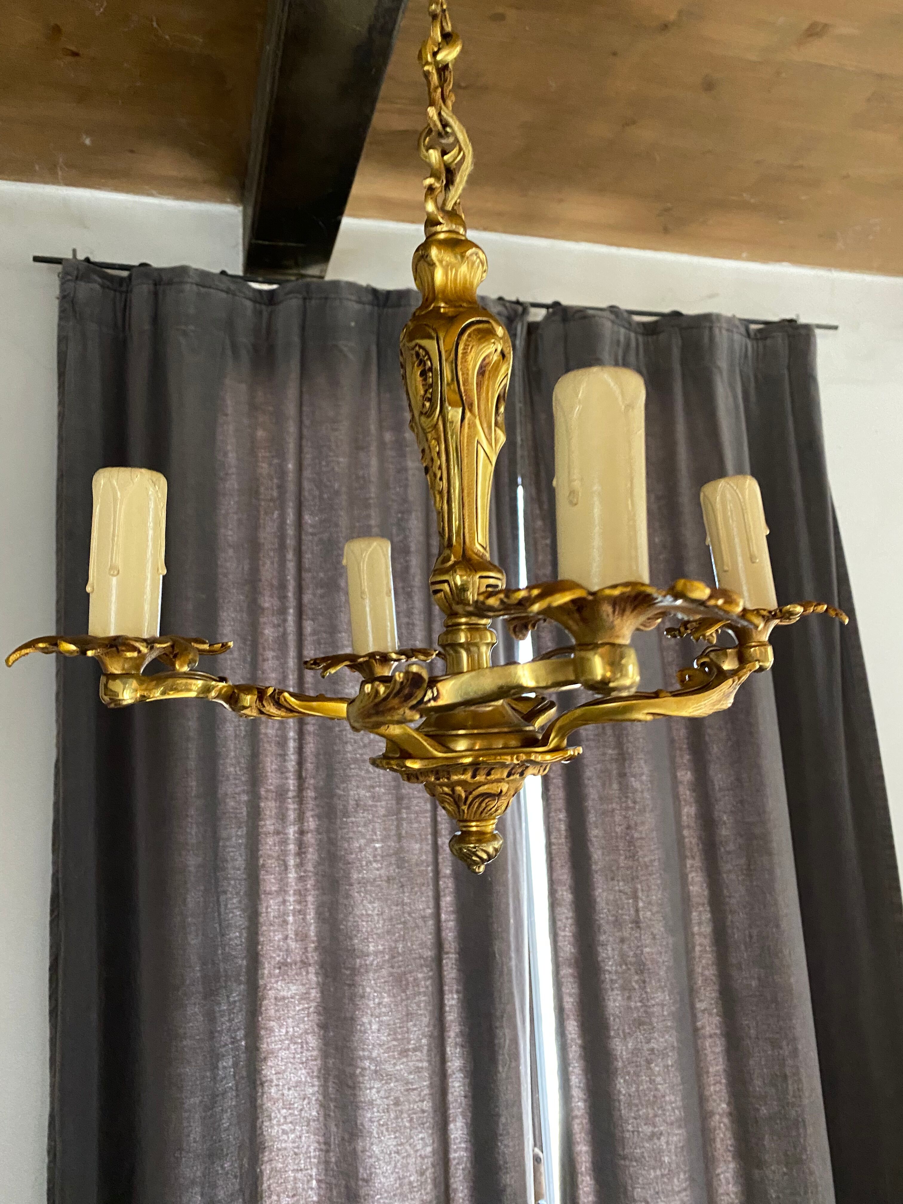 Gilded bronze chandelier Louis XV