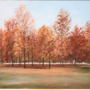 Autumn Landscape, Oil On Canvas Cardboard, Italy 20th Century