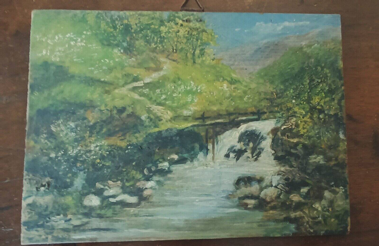 Late 19th century painting on panel, countryside landscape