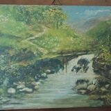 Peinture sur panneau, paysage de campagne, fin du XIXe siècle