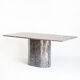 Vintage dining table. Gray marble. Italy, 90s