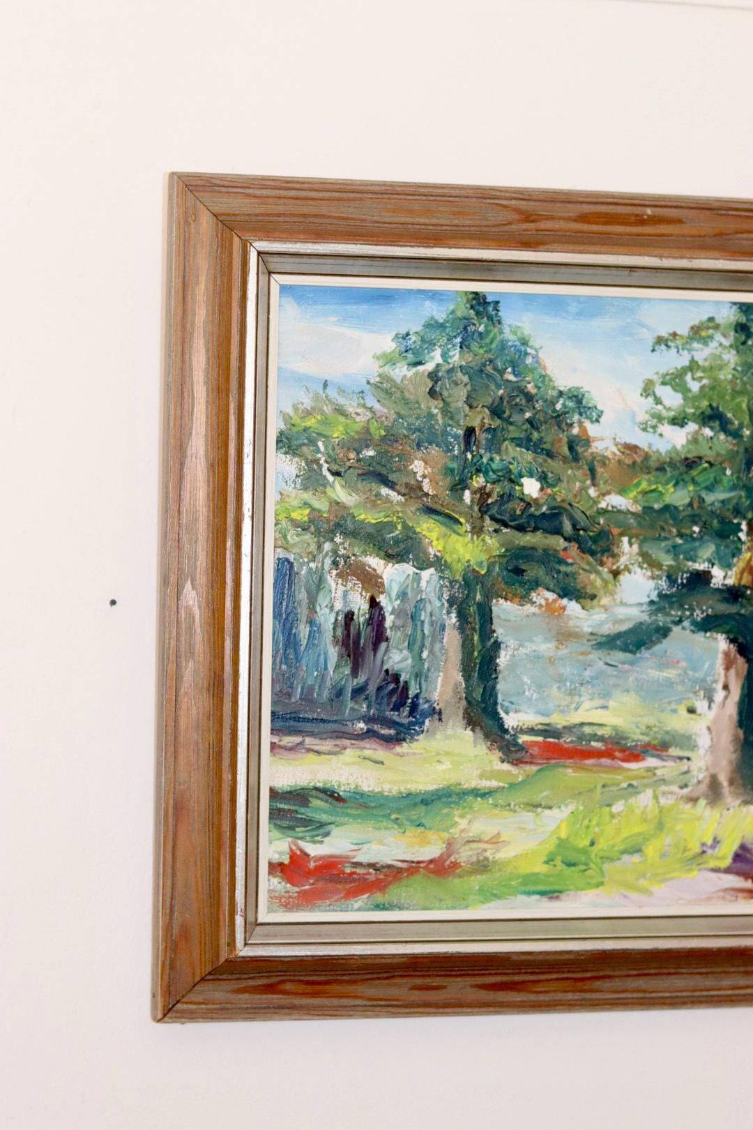 Original Swedish oil painting on canvas from the mid-century "Summer Landscape" by B. Högberg.