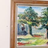 Original Swedish oil painting on canvas from the mid-century "Summer Landscape" by B. Högberg.