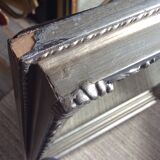 Bevelled mirror in silver wood 75x105cm