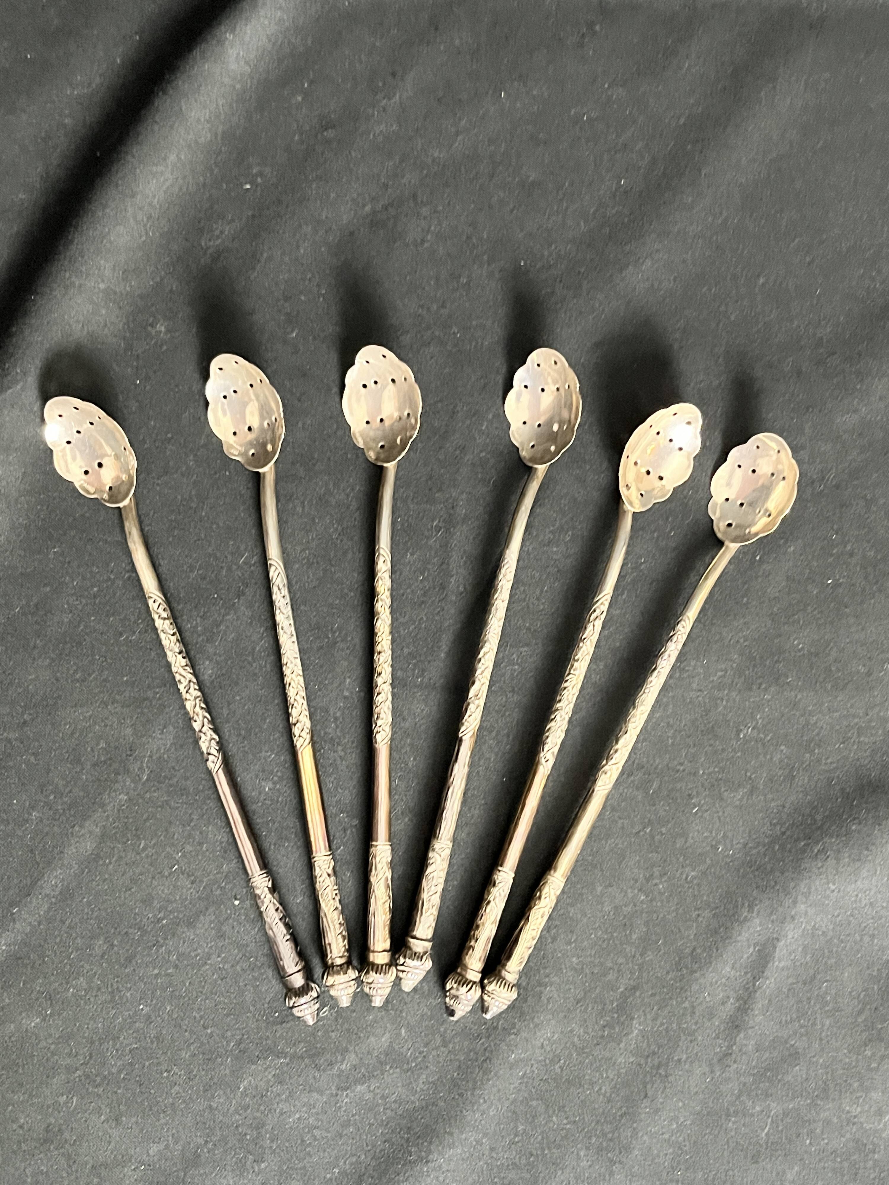 Cambodia, six silver cocktail spoons circa 1900