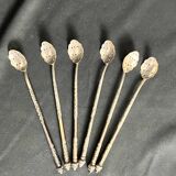 Cambodge, six cuillères à cocktail en argent vers 1900