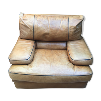 Vintage armchair leather color fawn