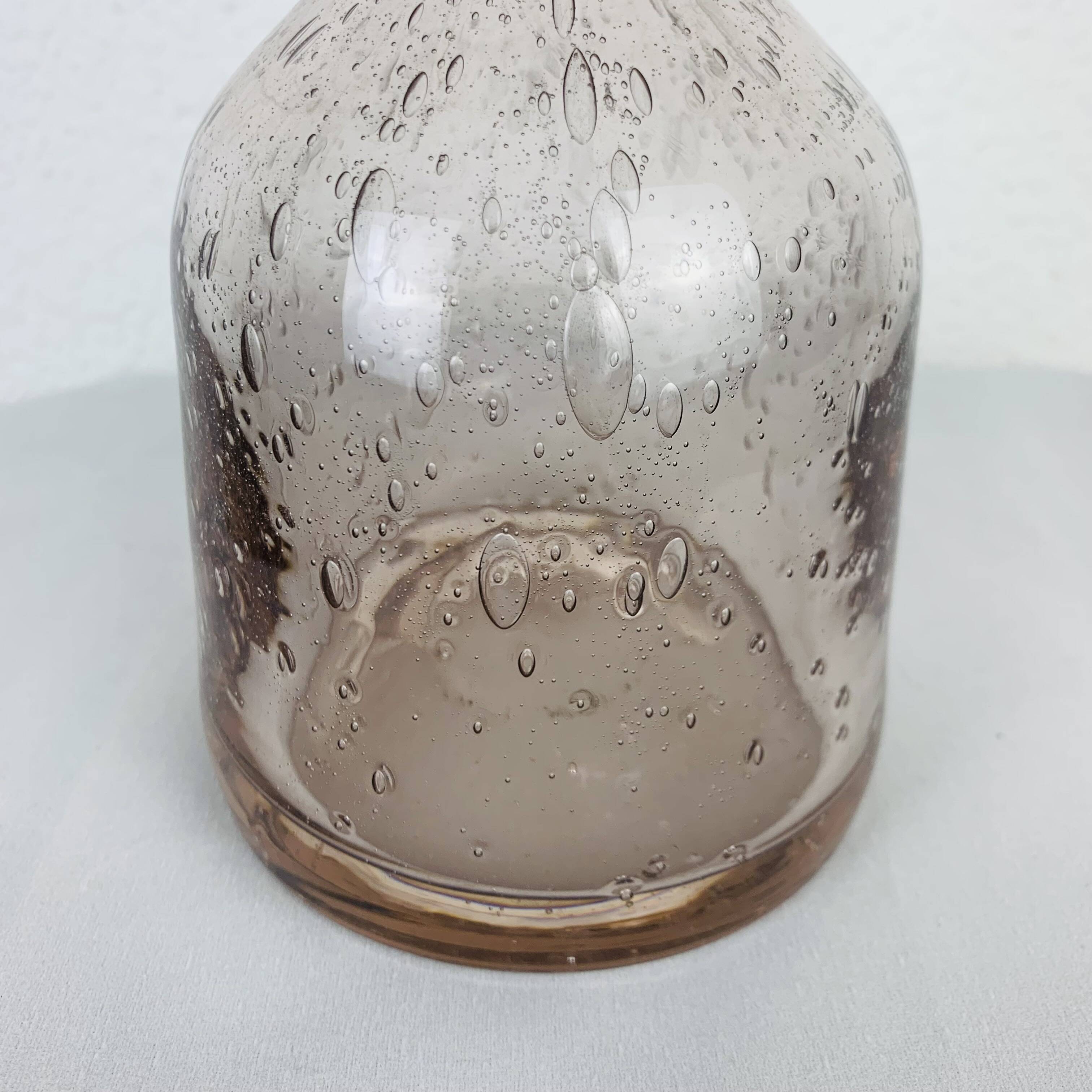 Biot purple bubbled glass bottle vase