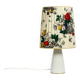 Large elegant 1960s KPM table lamp in porcelain and pleated silk lampshade