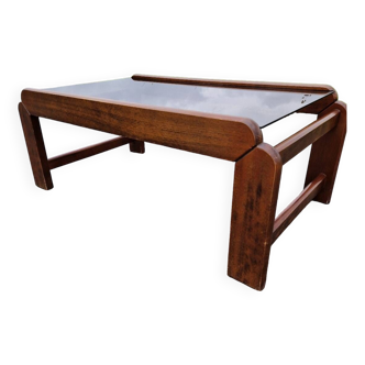 Table basse vintage verre fumée