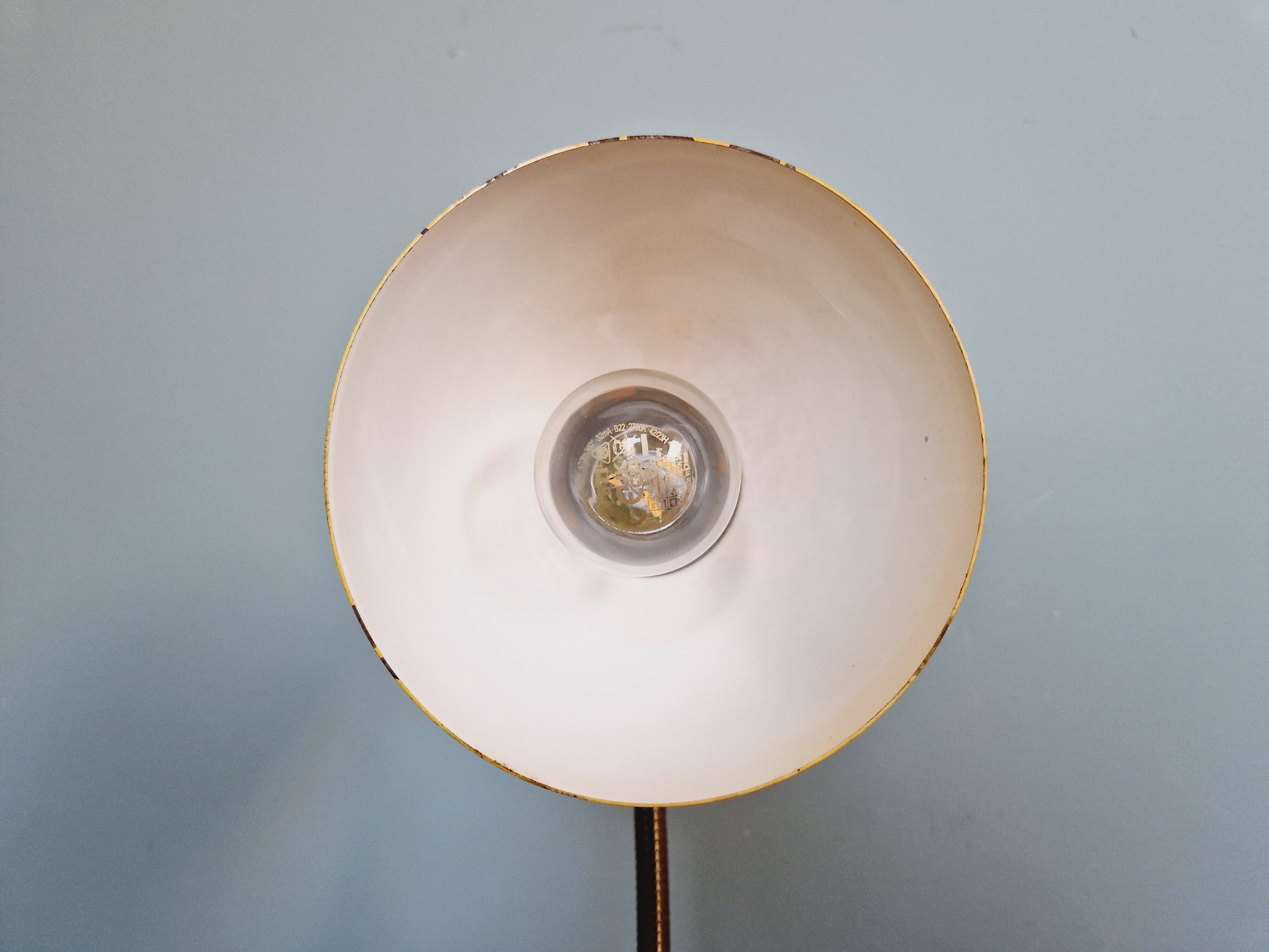 Casserole lamp in yellow lacquered metal and black marble, 1950s