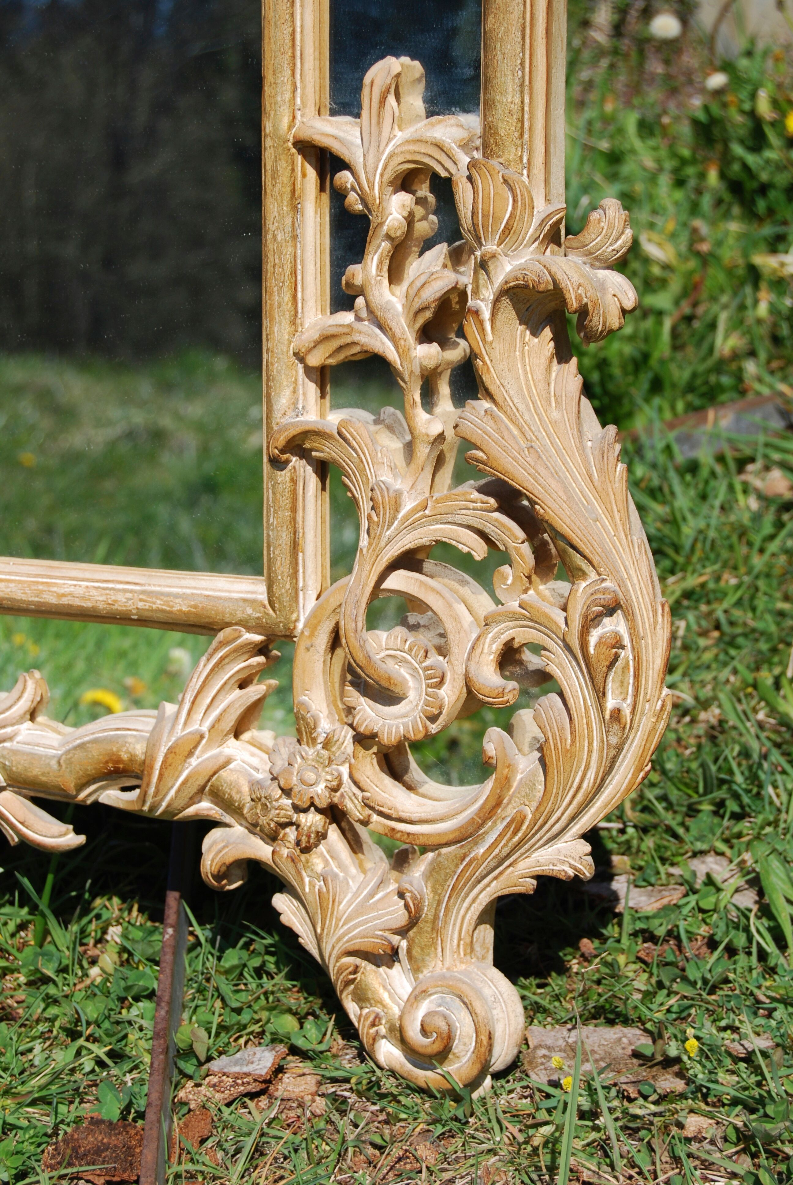 Baroque wooden wall mirror carved by Chelini  98x158cm