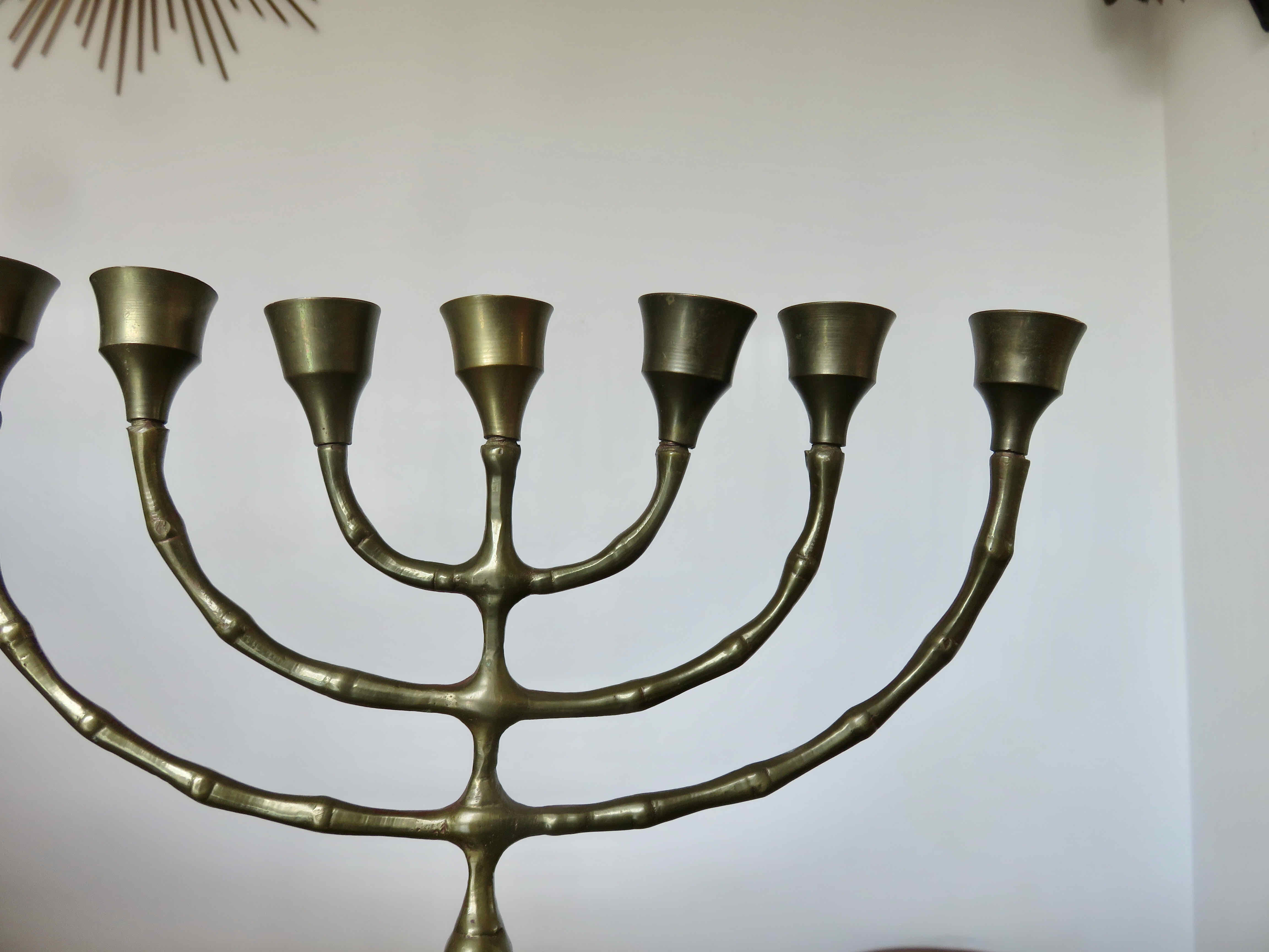 Menorah hanukkah candle holder in brass 7 candles