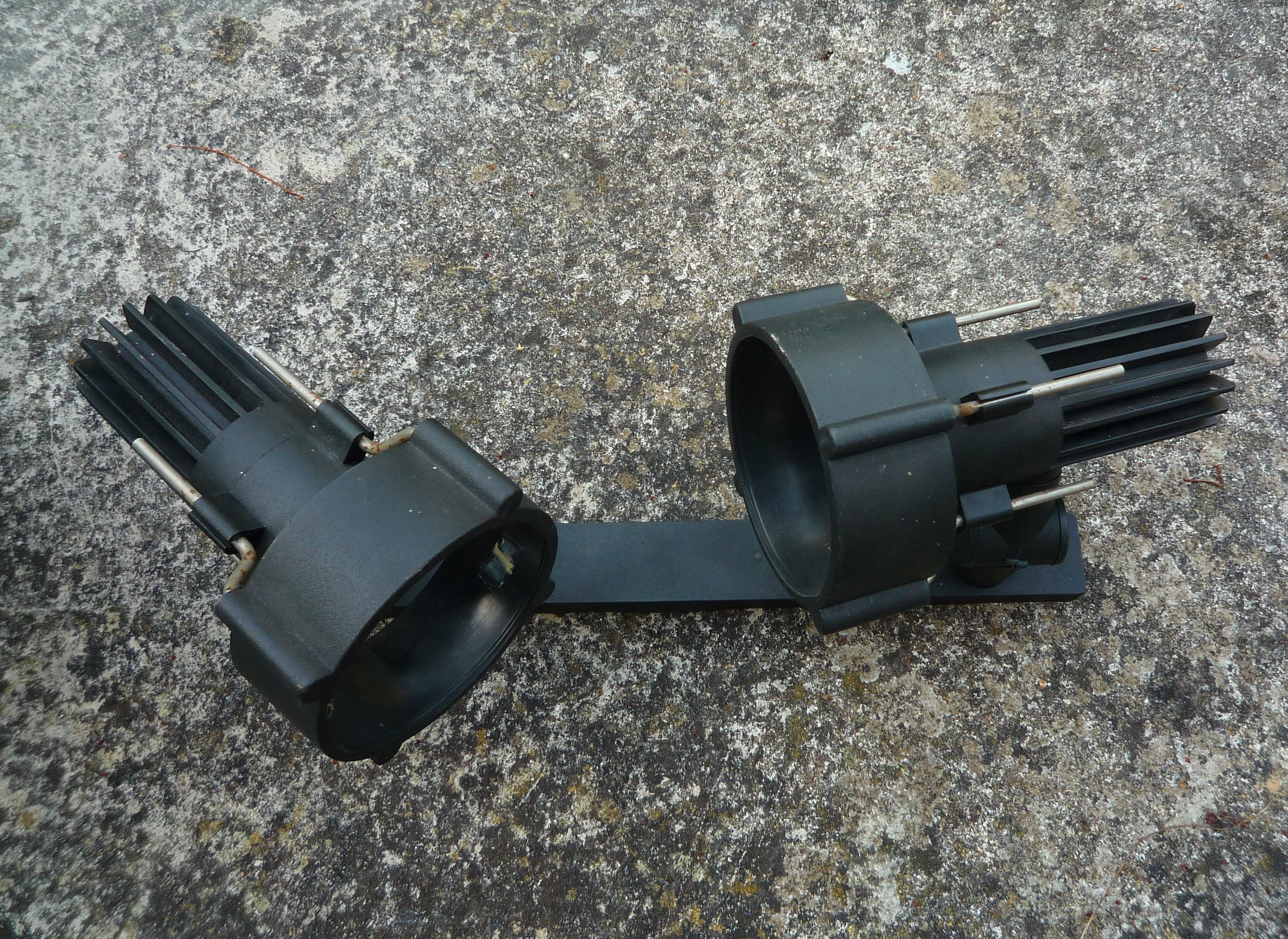 Ramp of black spotlights, vintage 1980s