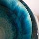 Accolay cache-pot in blue petrol and deep black glazed stoneware.