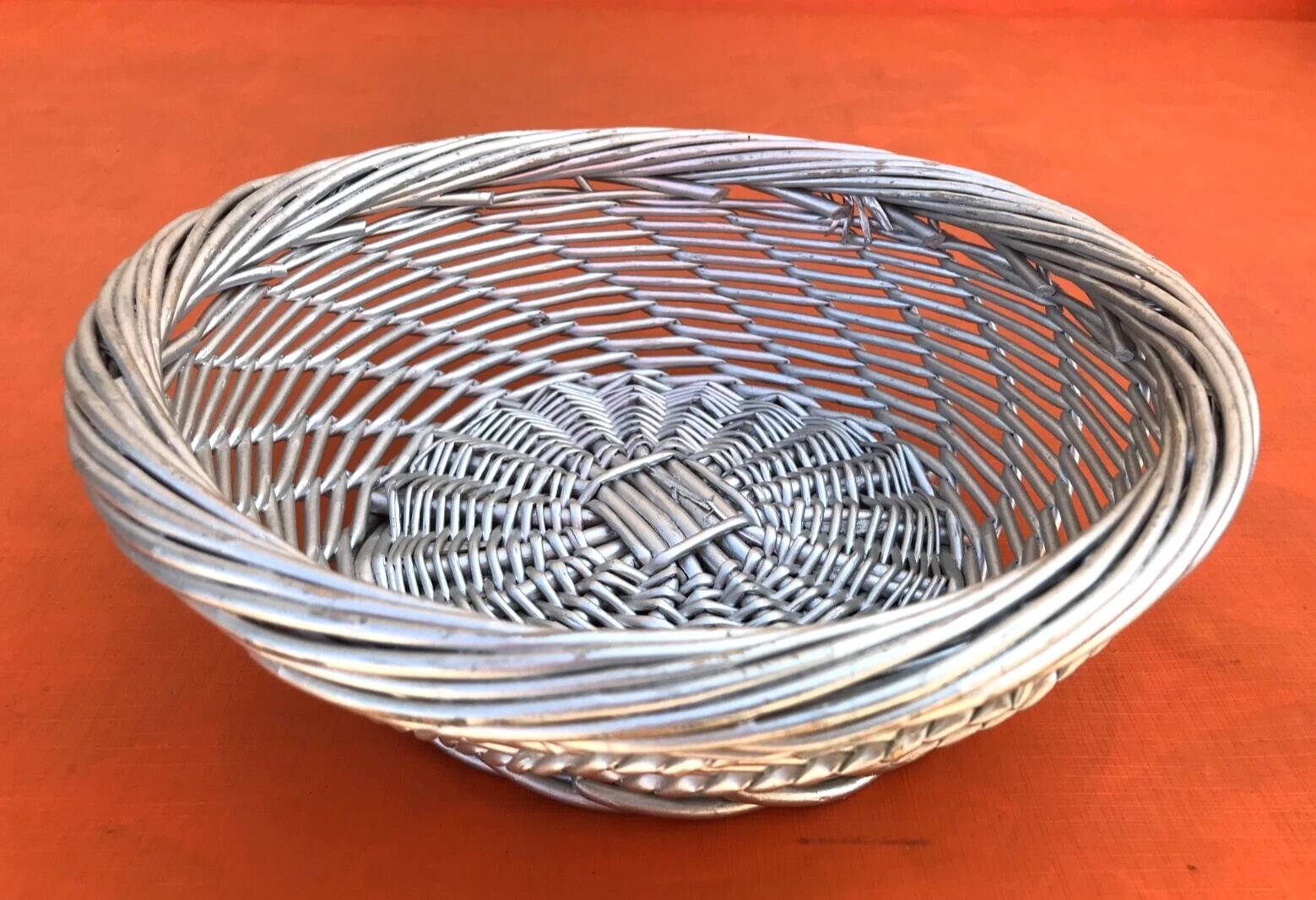 Silver grey woven wicker basket