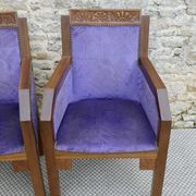 Paire de fauteuils en chêne, Ecole d'Amsterdam, années 30