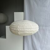 Suspension in rattan and natural japanese linen lantern shape h70 d50