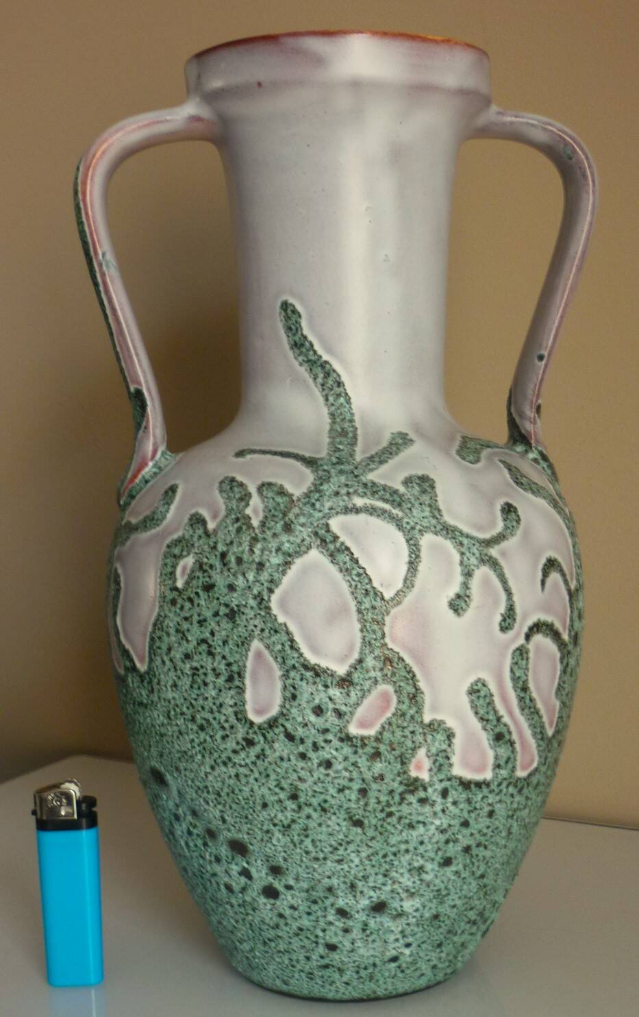 Large vase in glazed ceramic and "fat lava", signed Bruno Dose, design from the 50s/60s