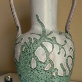 Large vase in glazed ceramic and "fat lava", signed Bruno Dose, design from the 50s/60s