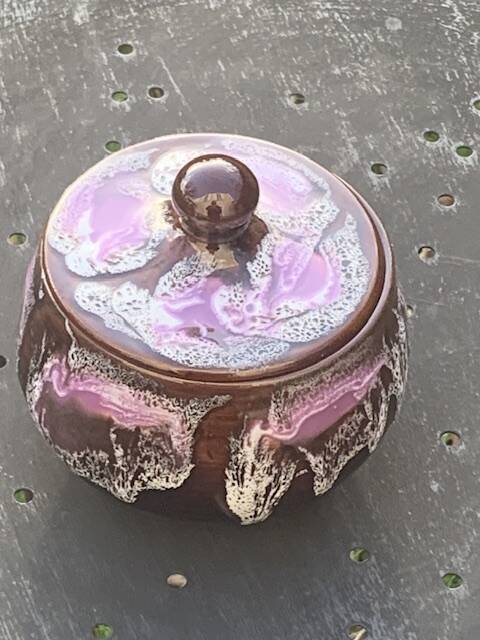 Coffee or tea service in enameled ceramic by Marius Giuge, artisan potter in Vallauris,