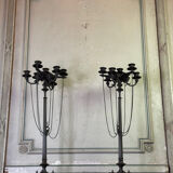 Pair of large bronze candelabras in the Antique style, circa 1880