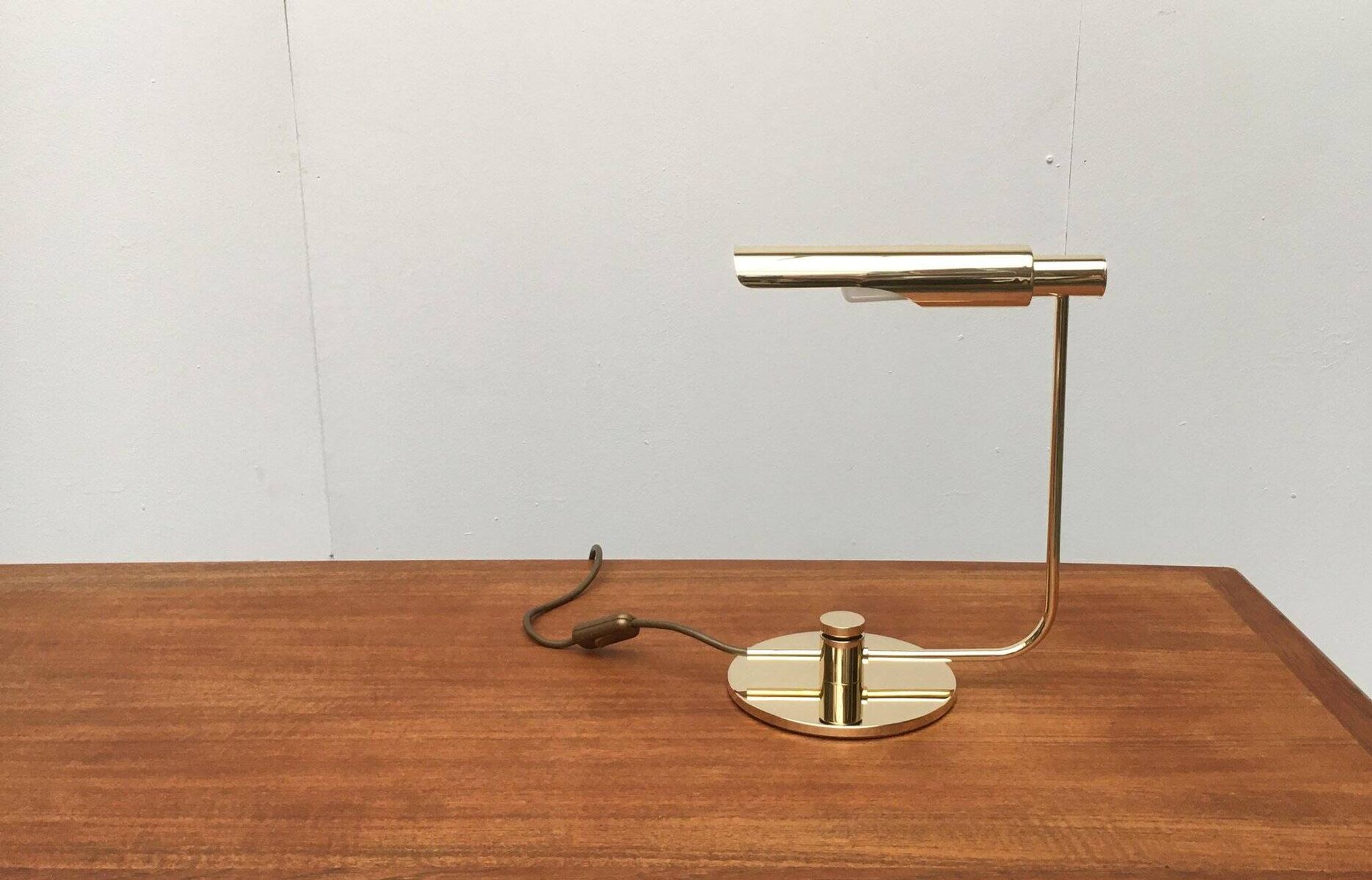 Mid-century minimalist brass table lamp by Rosemarie & Rico Baltensweiler for Baltensweiler.
